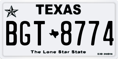 TX license plate BGT8774