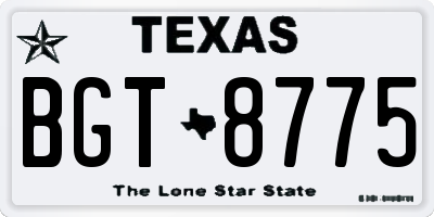 TX license plate BGT8775