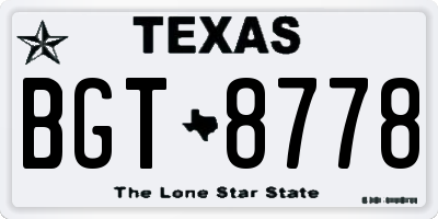 TX license plate BGT8778