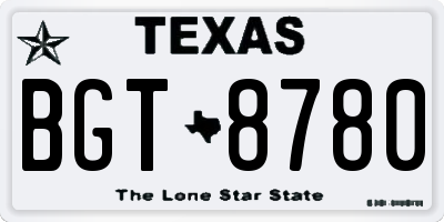TX license plate BGT8780
