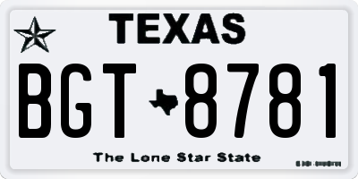 TX license plate BGT8781