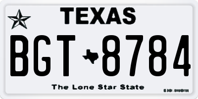 TX license plate BGT8784