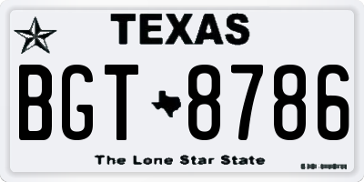 TX license plate BGT8786