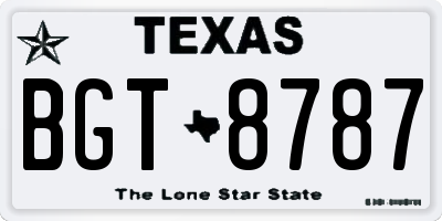 TX license plate BGT8787