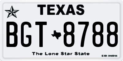 TX license plate BGT8788