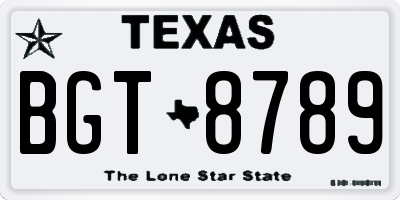 TX license plate BGT8789
