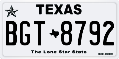 TX license plate BGT8792