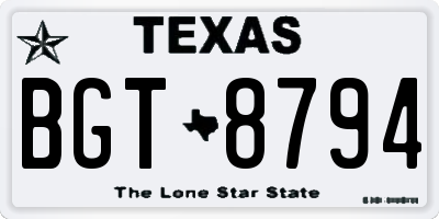 TX license plate BGT8794