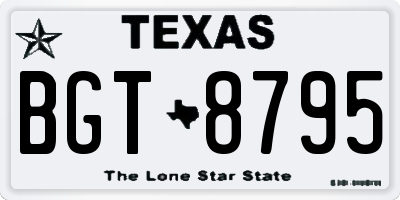 TX license plate BGT8795