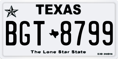 TX license plate BGT8799