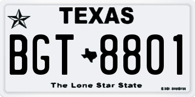 TX license plate BGT8801