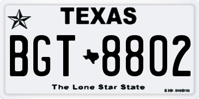 TX license plate BGT8802