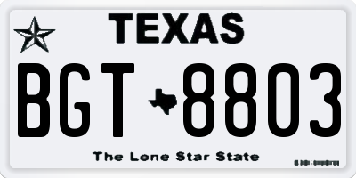 TX license plate BGT8803