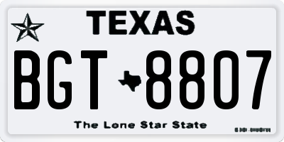 TX license plate BGT8807