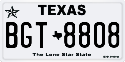 TX license plate BGT8808