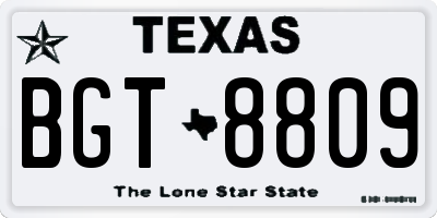 TX license plate BGT8809
