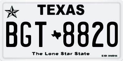 TX license plate BGT8820