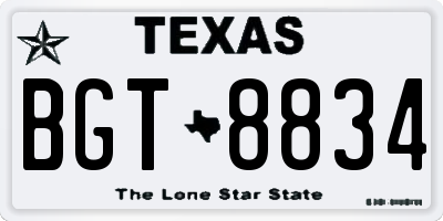 TX license plate BGT8834