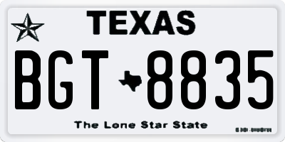 TX license plate BGT8835
