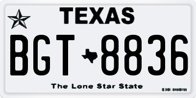 TX license plate BGT8836