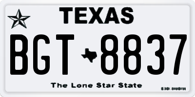 TX license plate BGT8837