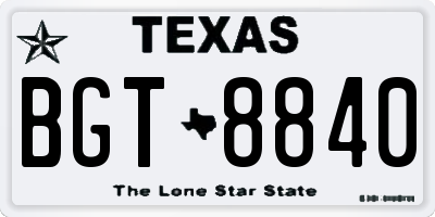 TX license plate BGT8840