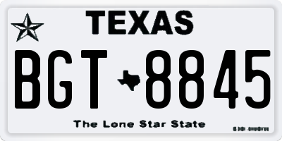 TX license plate BGT8845