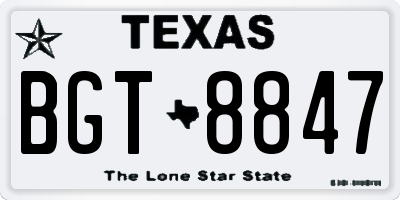 TX license plate BGT8847