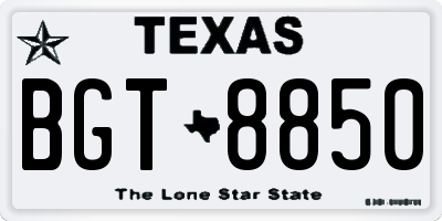 TX license plate BGT8850