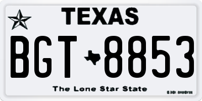 TX license plate BGT8853