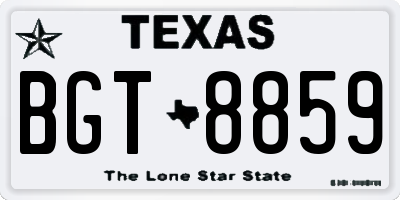 TX license plate BGT8859