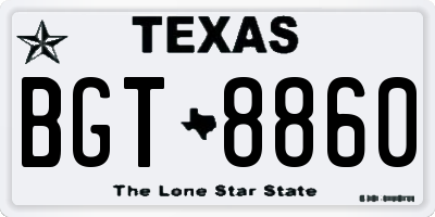 TX license plate BGT8860