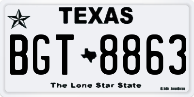 TX license plate BGT8863