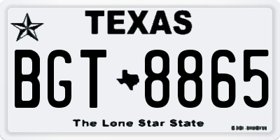 TX license plate BGT8865