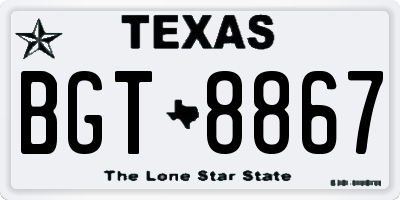 TX license plate BGT8867