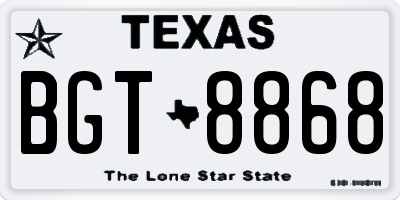 TX license plate BGT8868
