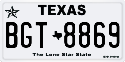 TX license plate BGT8869