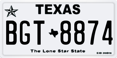 TX license plate BGT8874