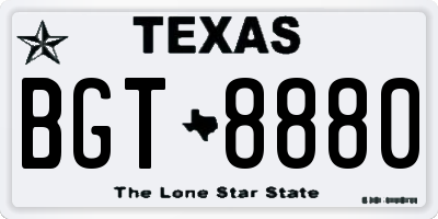 TX license plate BGT8880