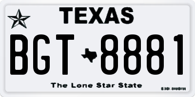 TX license plate BGT8881