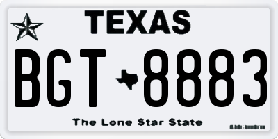 TX license plate BGT8883