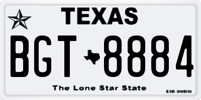 TX license plate BGT8884