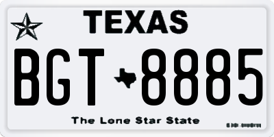 TX license plate BGT8885