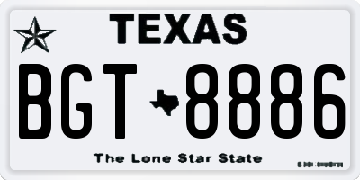 TX license plate BGT8886