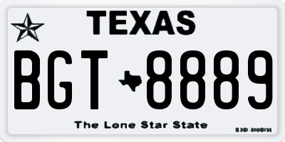 TX license plate BGT8889