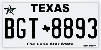 TX license plate BGT8893