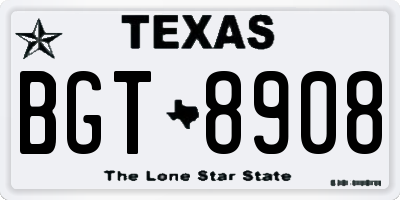 TX license plate BGT8908