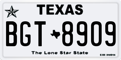 TX license plate BGT8909