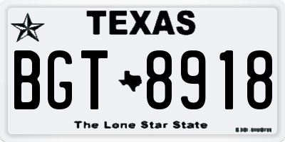 TX license plate BGT8918