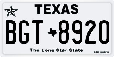 TX license plate BGT8920